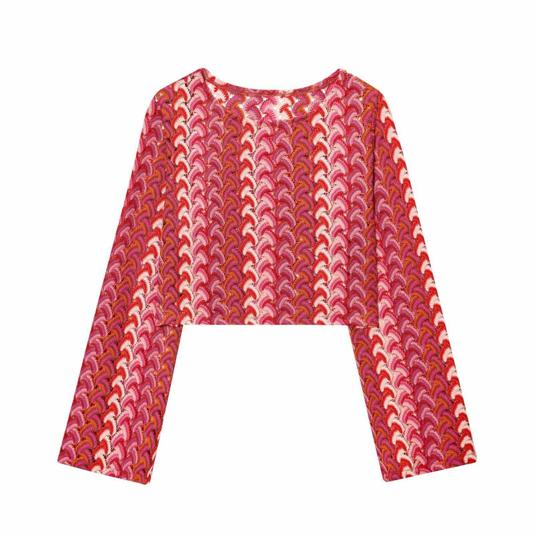 High-waisted ladies palazzo pants with modern wave pattern Lune London