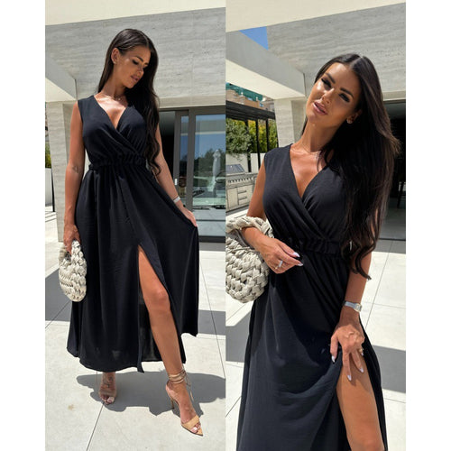 Woman Elegant Maxi Dress Cut-Out Top Lune London