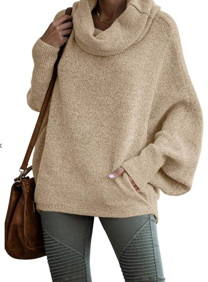 Ladies oversized knit sweater with turtleneck Lune London