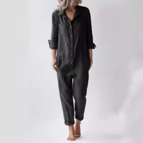 Casual denim jumpsuit for women with modern details Lune London
