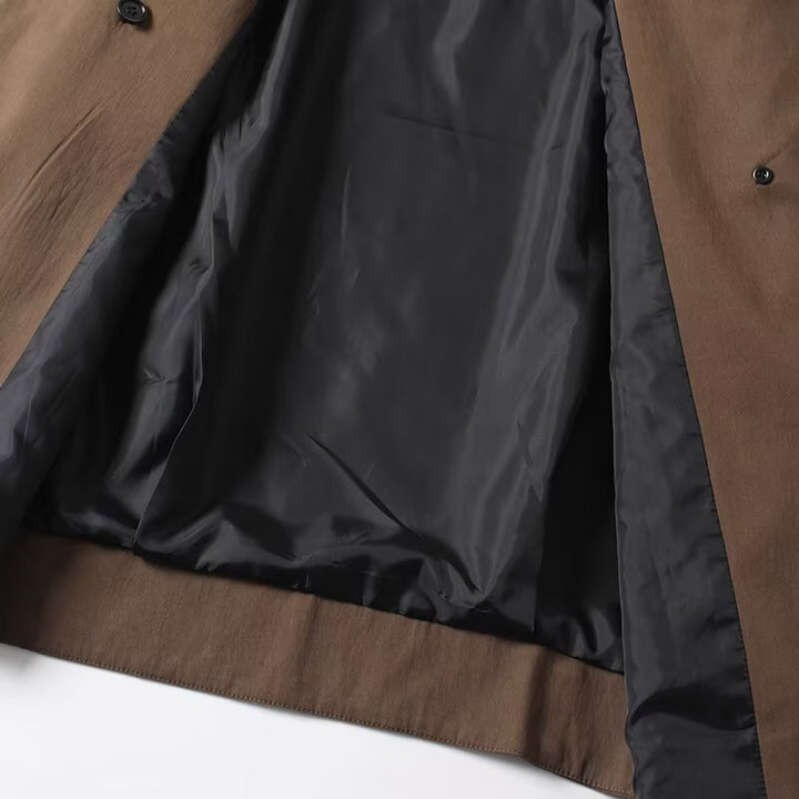 Trendy oversized trench coat for women with double-breasted closure and tie belt Lune London