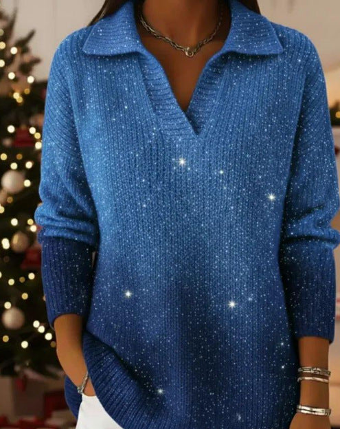 Pull en maille scintillante pour femmes avec col moderne Chic & Stil
