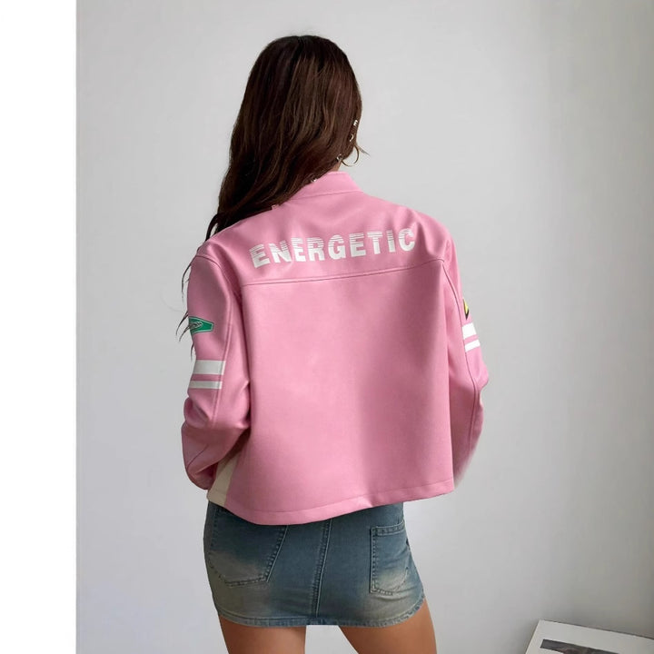 Ladies Short Sporty Jacket with Detailed Appliqués Lune London