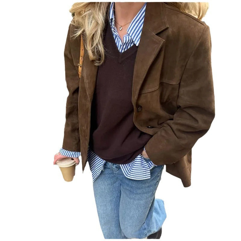 Veste en suédine pour femmes avec coupe ajustée Chic & Stil