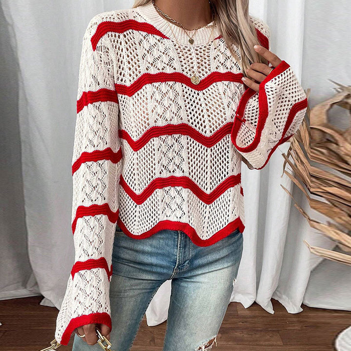 Pull en tricot premium pour femmes avec motif en vagues et détails tendance Chic & Stil