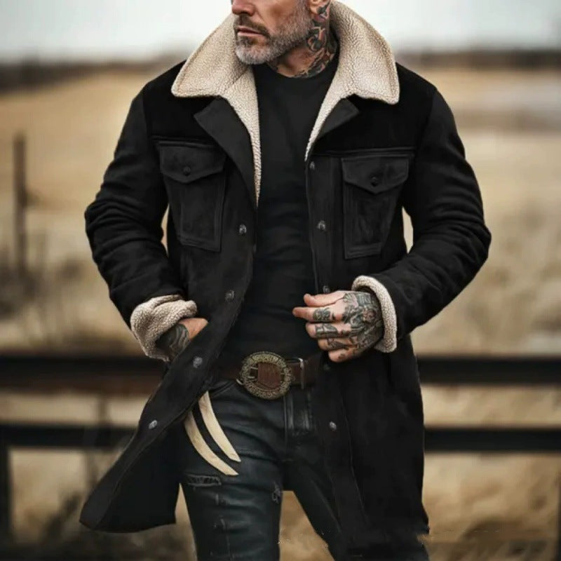 Lune London | Mid-Length Tailored Jacket - Sheepskin Collar Button Front Jacket