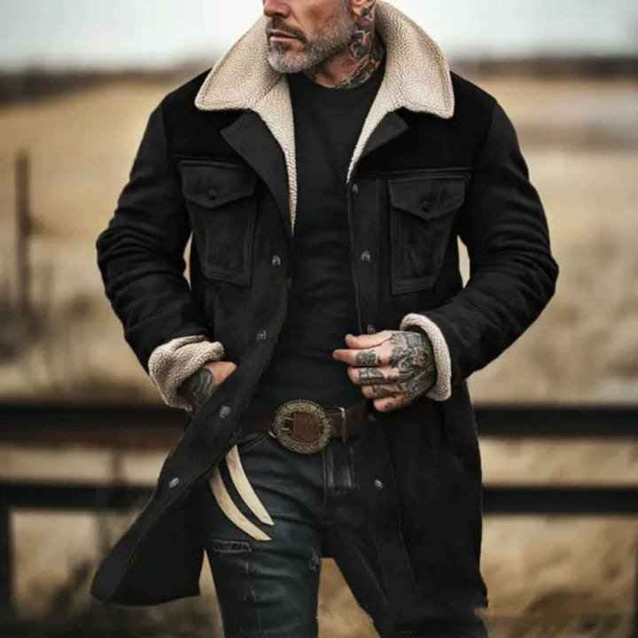 Lune London | Mid-Length Tailored Jacket - Sheepskin Collar Button Front Jacket