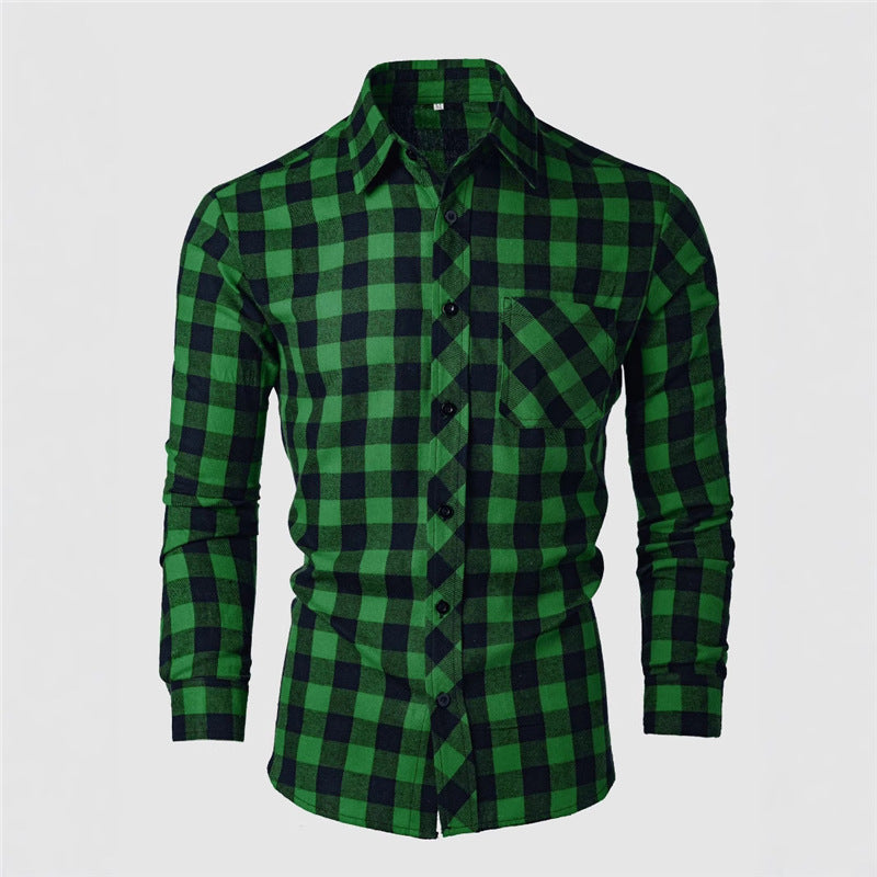 Men's flannel shirt with a classic check pattern and a chest pocket Lune London