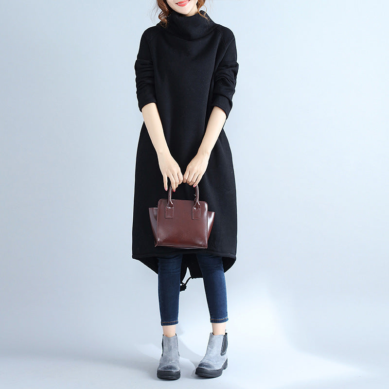 Casual oversized dress for women with high collar and drawstring Lune London