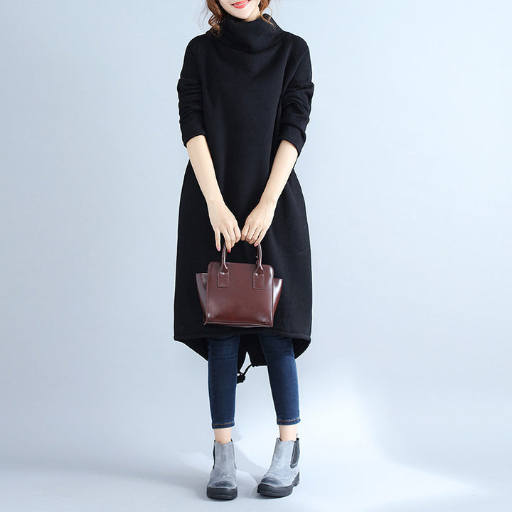 Casual oversized dress for women with high collar and drawstring Lune London