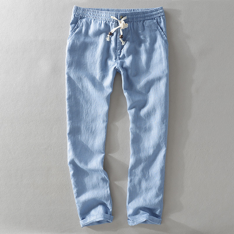 Casual linen pants for ladies with elastic waist and side pockets Lune London