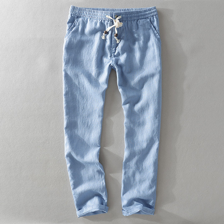 Casual linen pants for ladies with elastic waist and side pockets Lune London