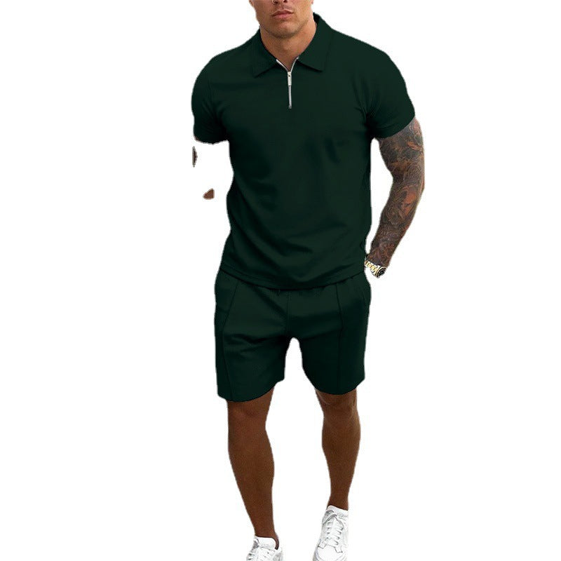 Men's Leisure Zip-Up Polo and Shorts Set Lune London