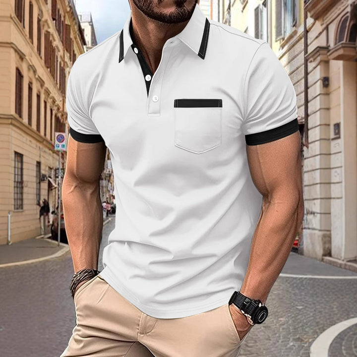 Men's modern polo with contrast collar Lune London