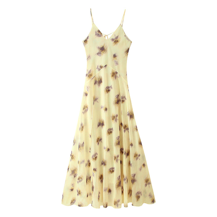 Maxi dress for women with floral pattern and light chiffon Lune London