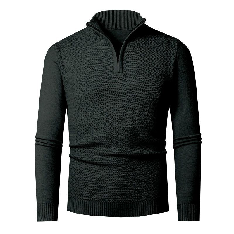 Elegant knitted sweater for men with zip and textured wave design Lune London