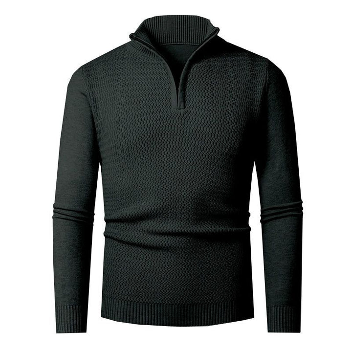 Elegant knitted sweater for men with zip and textured wave design Lune London