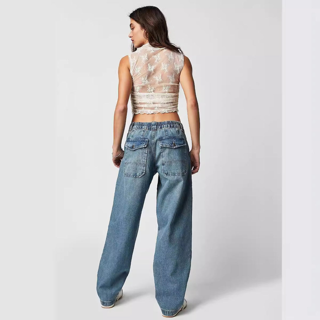Women's loose cargo jeans with unique pockets and casual cut Lune London
