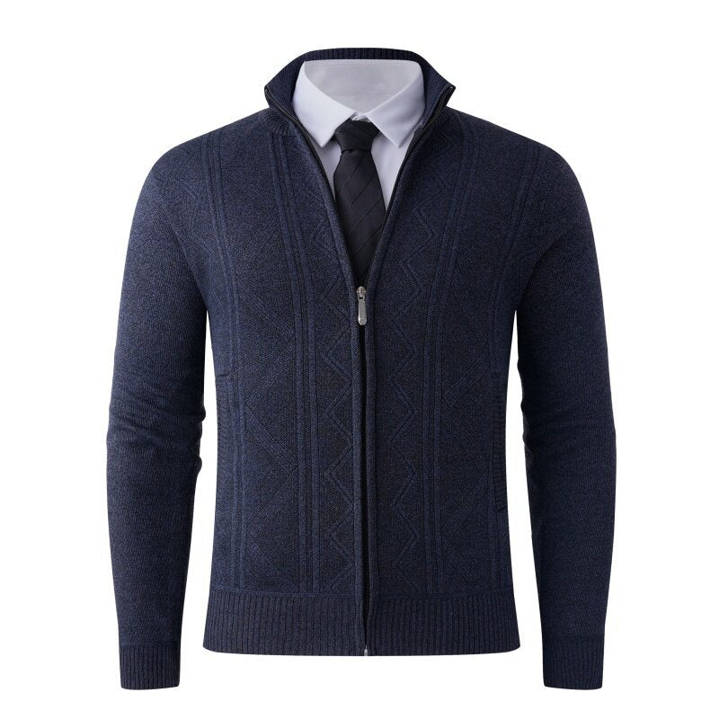 Men's knit jacket with modern zipper and elegant patterns Lune London