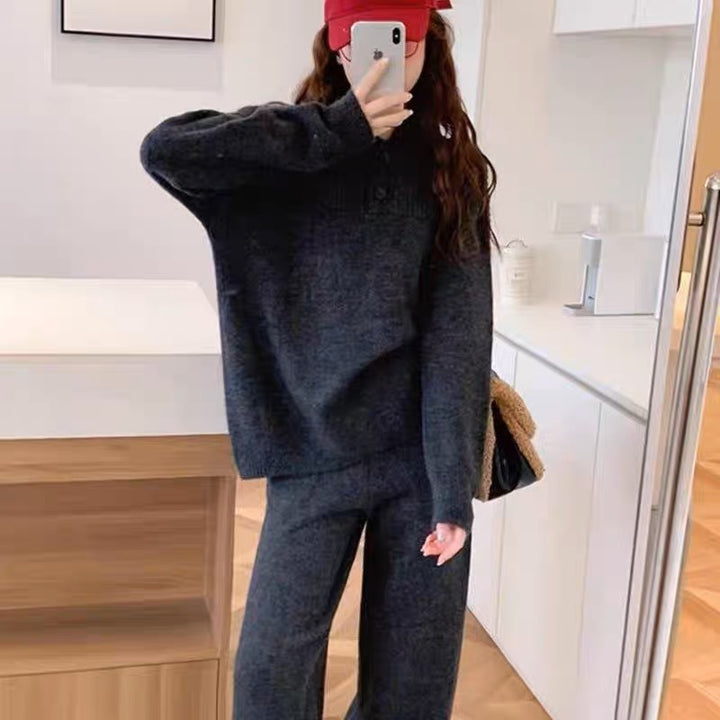 Costume tricoté pour femme avec détails de boutons décoratifs et coupe large Chic & Stil