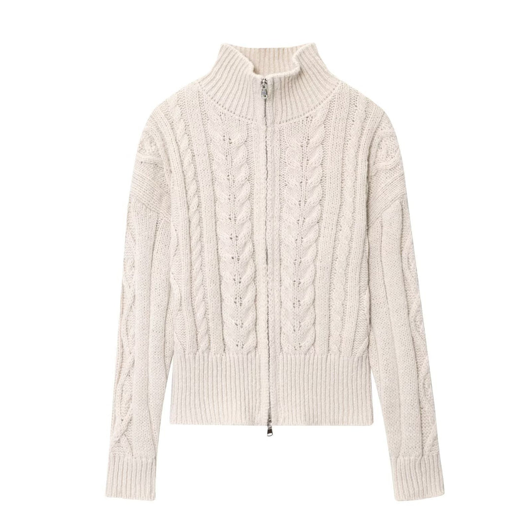Women's cardigan with high collar and premium zipper Lune London