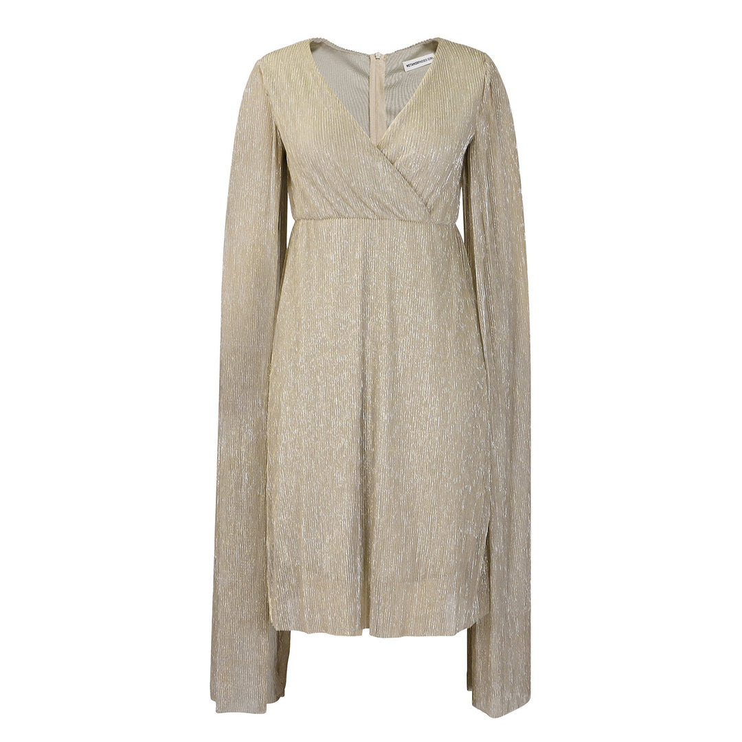 Ladies Elegant wrap dress with long transparent sleeves and sparkling effect Lune London