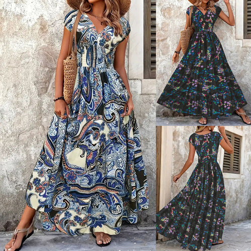 Women’s maxi dress with floral paisley pattern and flattering cut Lune London