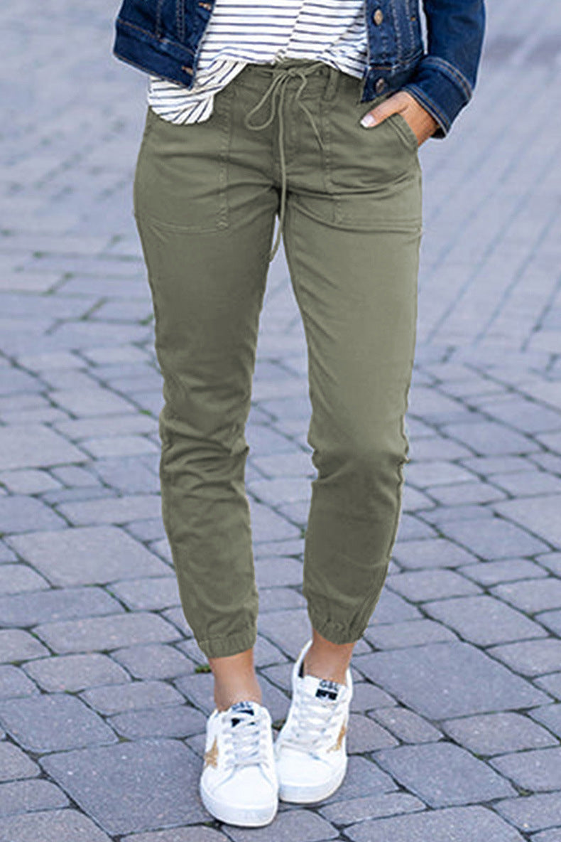 Comfortable cargo pants for women with elastic waist and practical pockets Lune London