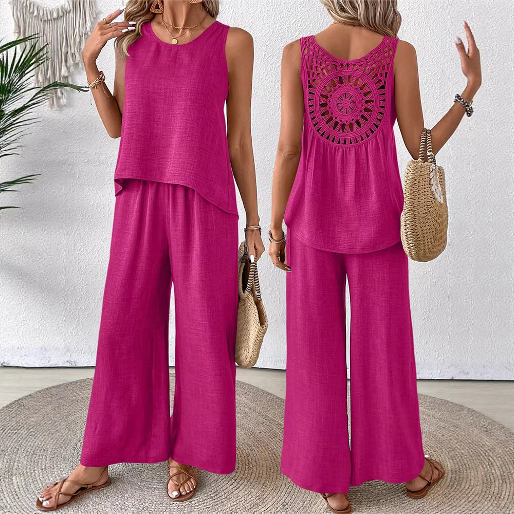 Women's airy summer set with crocheted back and loose fit Lune London
