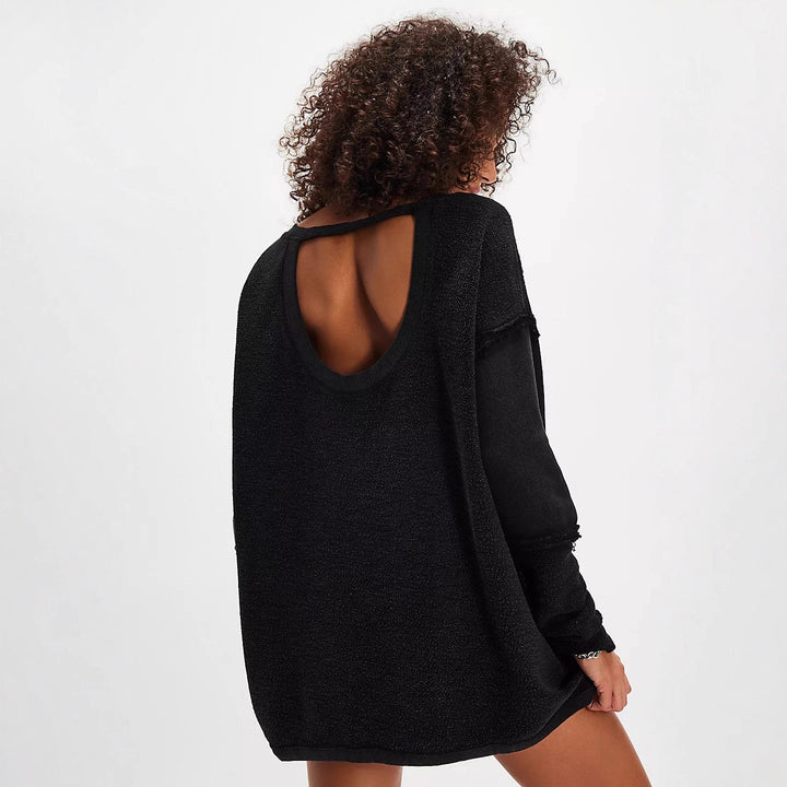 Women Casual Knit Sweater with Ruffled Sleeves and Loose Fit Lune London