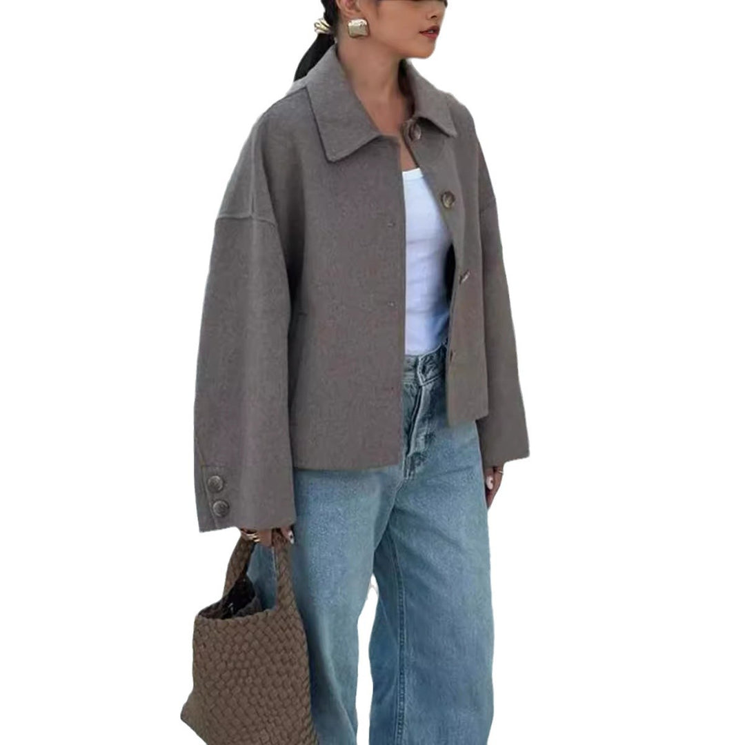 Oversized wool jacket for women with button details and loose fit Lune London