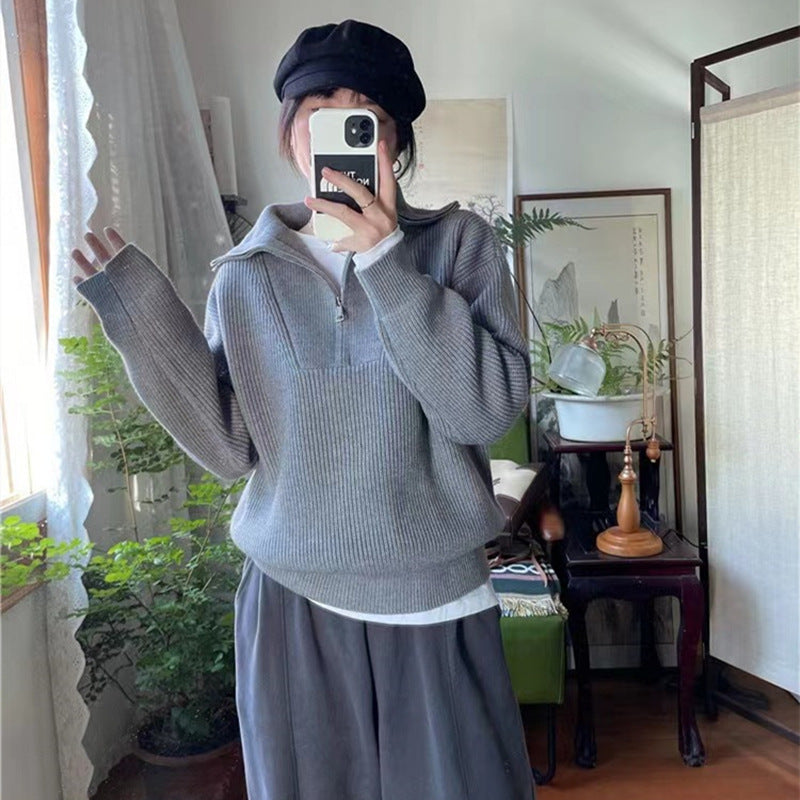 Pull femme avec col haut et fermeture éclair Chic & Stil