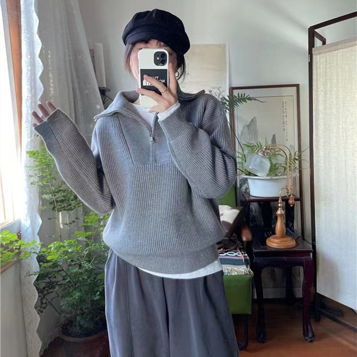 Pull femme avec col haut et fermeture éclair Chic & Stil