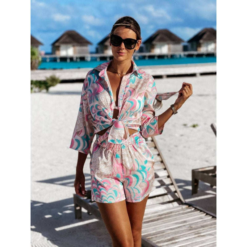 Ladies Beach Set Crop Tie-Front Lune London