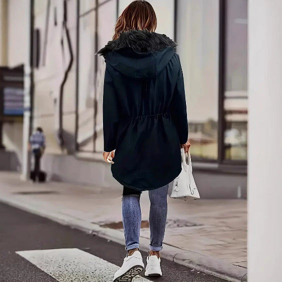 Ladies winter parka with removable fur collar Lune London