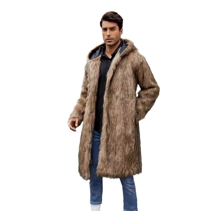 Luxurious faux fur coat for men with hood Lune London