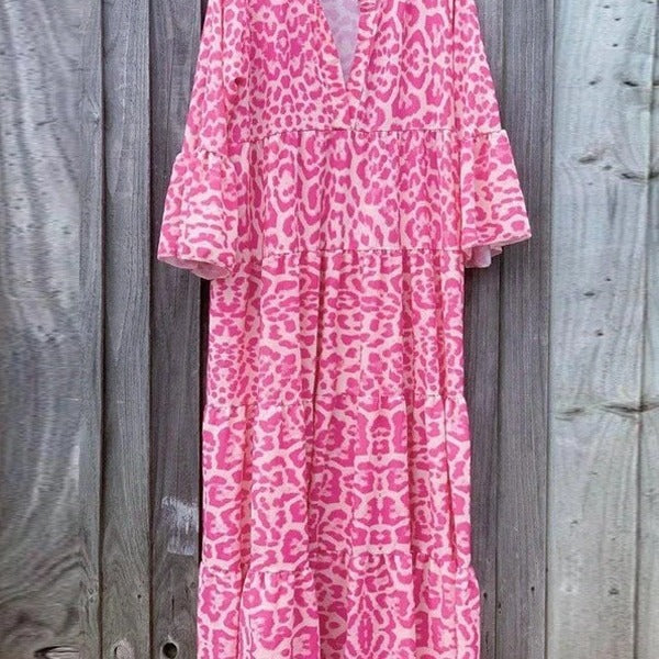 Women’s maxi dress in elegant leopard print Lune London