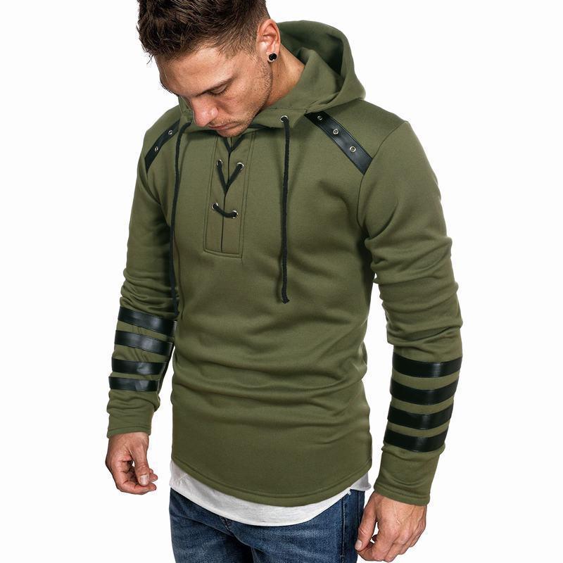 Men's casual hoodie with leather accents Lune London
