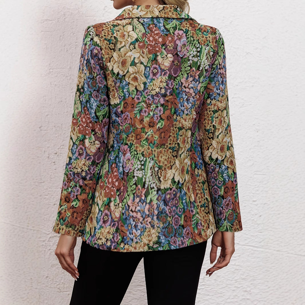 Blazer jacket for women with floral pattern and elegant details Lune London
