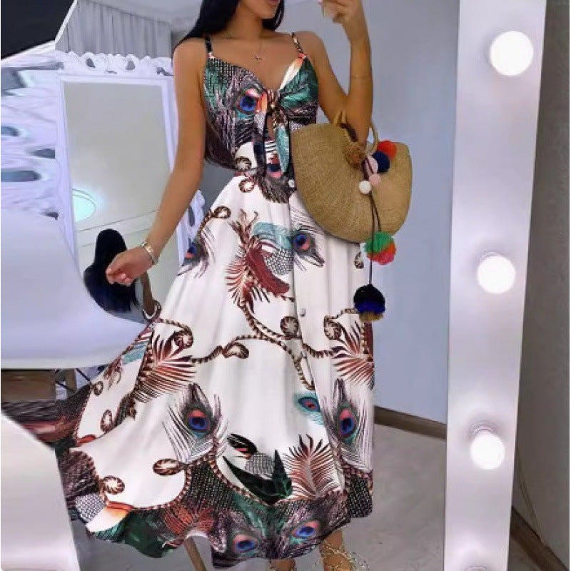 Boho-inspired maxi dress for women with chic tied detail