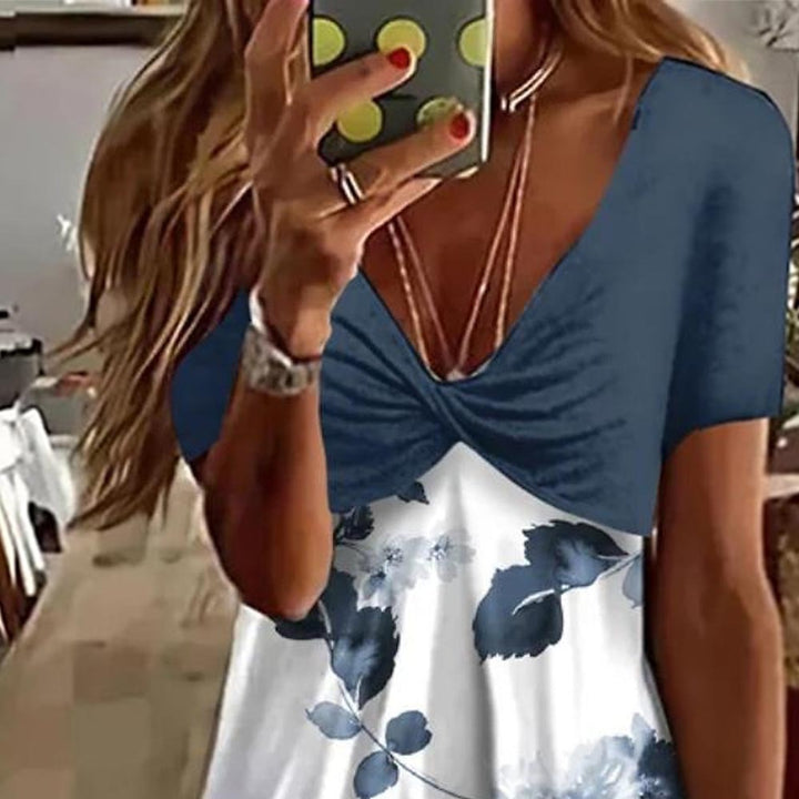 Floral Print A-Line Dress for Women with Ruched Top Lune London