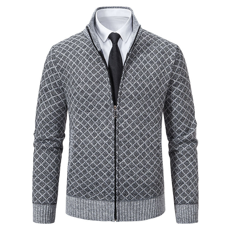 Men's knit jacket with high-quality textured pattern and zipper Lune London