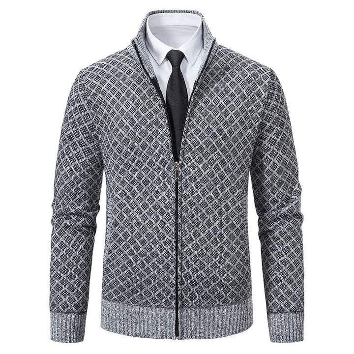 Men's knit jacket with high-quality textured pattern and zipper Lune London