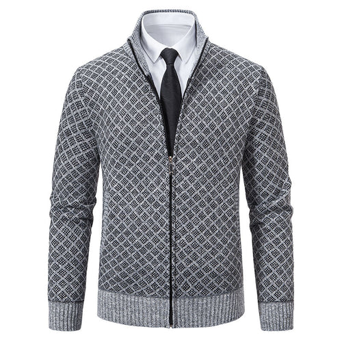Men's knit jacket with high-quality textured pattern and zipper Lune London