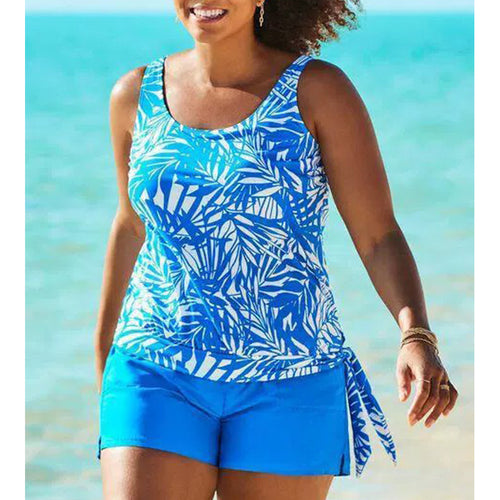 Lune London women's tropical print tankini set and shorts