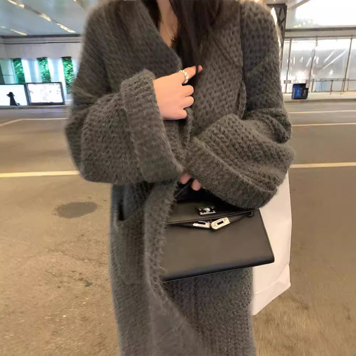 Cardigan en gros tricot pour femmes avec poches ouvertes et coupe décontractée Chic & Stil