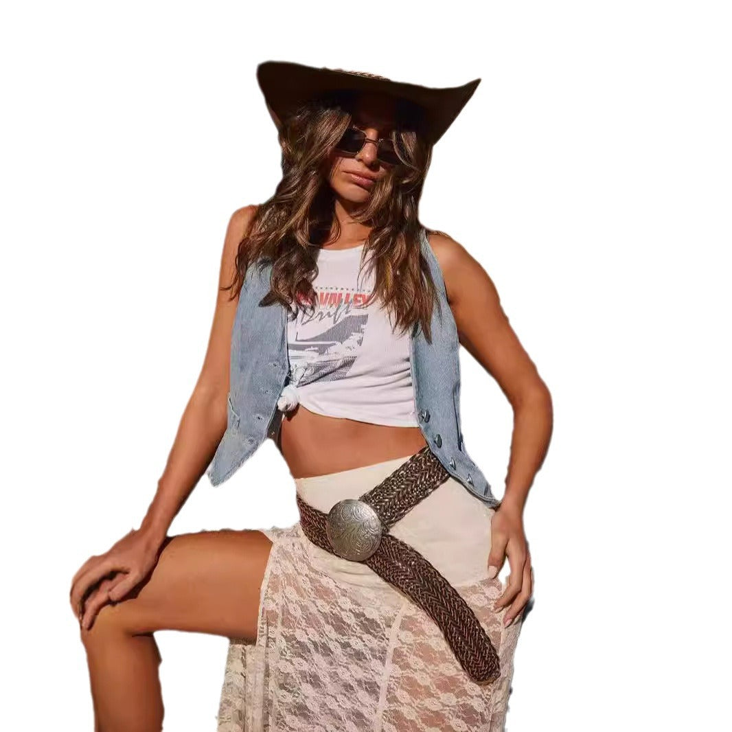 Women's casual lace maxi skirts with high slit Lune London