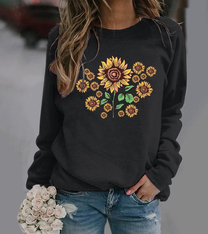 Sweatshirt femme avec motif floral de tournesol et coupe confortable Chic & Stil
