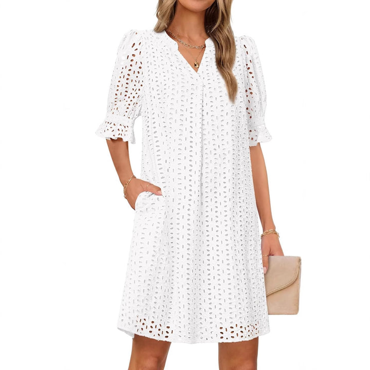 Fluid summer dress for women with elegant lace details Lune London
