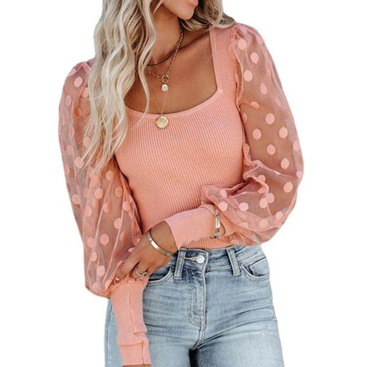 Ladies Trendy top with transparent puff sleeves Lune London